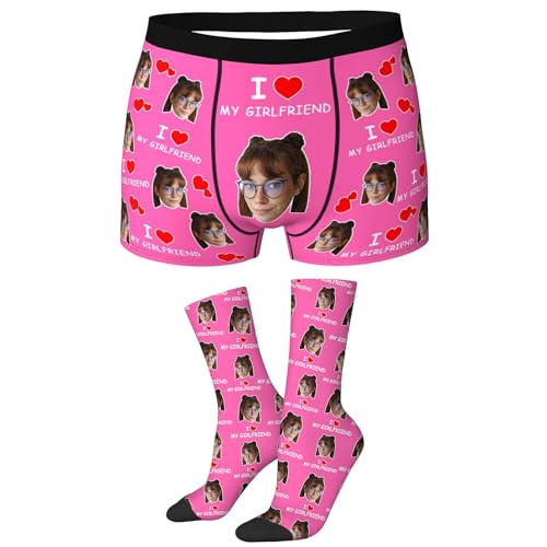 LucBuy Personalisierte Boxershorts mit Foto, Lustige Individuelle Unterwäsche mit Gesichtsbildern,Unisex Maßgeschneiderte Shorts Unterhosen Neuheit Weihnachten Valentinstag Geburtstagsgeschenke (B43) von LucBuy