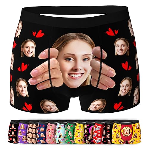 LucBuy Personalisierte Boxershorts mit Foto für Männer, Benutzerdefinierte Lustige Unterwäsche mit Gesichtsbildtexten,Maßgeschneiderte Unterhosen,Originelle Valentinstagsgeschenke (A108) von LucBuy