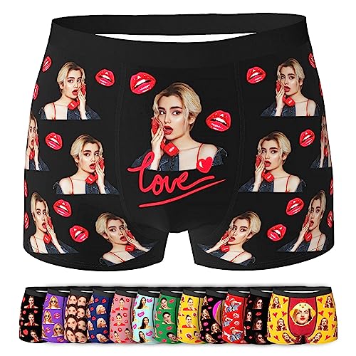 LucBuy Personalisierte Boxershorts mit Foto für Männer, Benutzerdefinierte Lustige Unterwäsche mit Gesichtsbildtexten,Maßgeschneiderte Unterhosen,Originelle Valentinstagsgeschenke (A12) von LucBuy