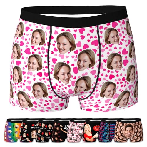 LucBuy Personalisierte Boxershorts mit Foto für Männer, Benutzerdefinierte Lustige Unterwäsche mit Gesichtsbildtexten,Maßgeschneiderte Unterhosen,Originelle Valentinstagsgeschenke (A125) von LucBuy