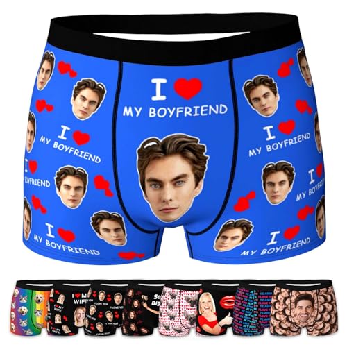 LucBuy Personalisierte Boxershorts mit Foto für Männer, Benutzerdefinierte Lustige Unterwäsche mit Gesichtsbildtexten,Maßgeschneiderte Unterhosen,Originelle Valentinstagsgeschenke (A138) von LucBuy