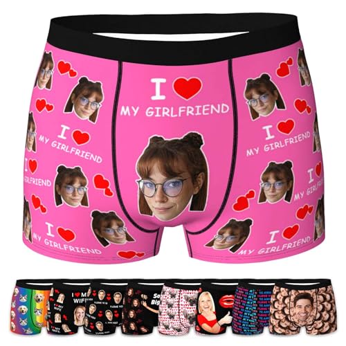 LucBuy Personalisierte Boxershorts mit Foto für Männer, Benutzerdefinierte Lustige Unterwäsche mit Gesichtsbildtexten,Maßgeschneiderte Unterhosen,Originelle Valentinstagsgeschenke (A142) von LucBuy