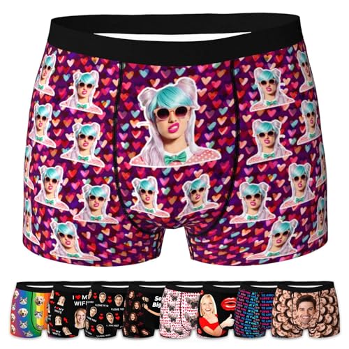 LucBuy Personalisierte Boxershorts mit Foto für Männer, Benutzerdefinierte Lustige Unterwäsche mit Gesichtsbildtexten,Maßgeschneiderte Unterhosen,Originelle Valentinstagsgeschenke (A153) von LucBuy