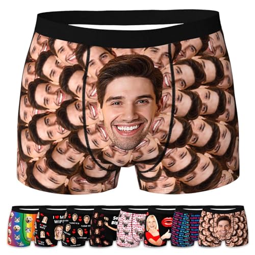 LucBuy Personalisierte Boxershorts mit Foto für Männer, Benutzerdefinierte Lustige Unterwäsche mit Gesichtsbildtexten,Maßgeschneiderte Unterhosen,Originelle Valentinstagsgeschenke (A157) von LucBuy