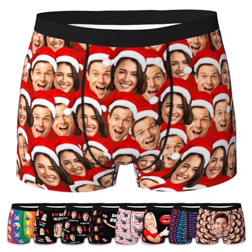 LucBuy Personalisierte Boxershorts mit Fotos, Benutzerdefinierte lustige Unterwäsche, Unisex Maßgeschneiderte Shorts Unterhosen, Neuheitsgeschenke für Weihnachten Geburtstag Valentinstag (C10) von LucBuy