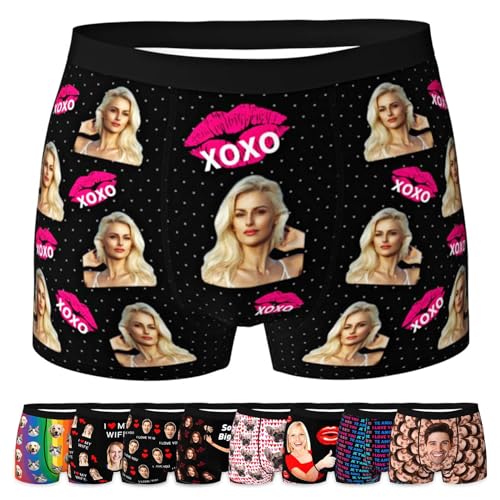 LucBuy Personalisierte Boxershorts mit Foto für Männer, Benutzerdefinierte Lustige Unterwäsche mit Gesichtsbildtexten,Maßgeschneiderte Unterhosen,Originelle Valentinstagsgeschenke (A47) von LucBuy