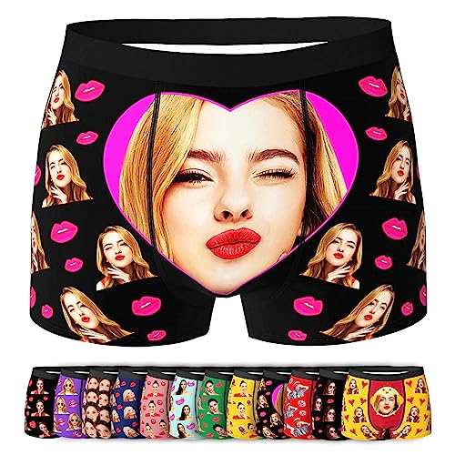 LucBuy Personalisierte Boxershorts mit Foto für Männer, Benutzerdefinierte Lustige Unterwäsche mit Gesichtsbildtexten,Maßgeschneiderte Unterhosen,Originelle Valentinstagsgeschenke (A68) von LucBuy