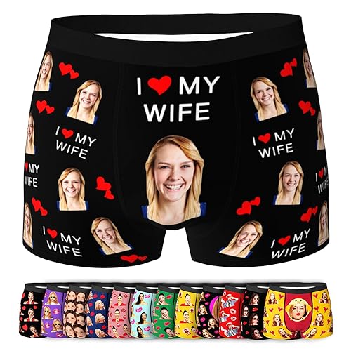 LucBuy Personalisierte Boxershorts mit Foto für Männer, Benutzerdefinierte Lustige Unterwäsche mit Gesichtsbildtexten,Maßgeschneiderte Unterhosen,Originelle Valentinstagsgeschenke (A81) von LucBuy