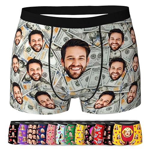 LucBuy Personalisierte Boxershorts mit Foto für Männer, Benutzerdefinierte Lustige Unterwäsche mit Gesichtsbildtexten,Maßgeschneiderte Unterhosen,Originelle Valentinstagsgeschenke (A98) von LucBuy