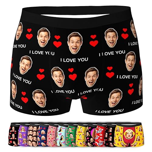 LucBuy Personalisierte Boxershorts mit Foto für Männer, Benutzerdefinierte Lustige Unterwäsche mit Gesichtsbildtexten,Maßgeschneiderte Unterhosen,Originelle Valentinstagsgeschenke (B89) von LucBuy