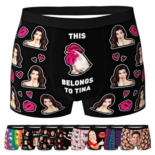 LucBuy Personalisierte Boxershorts mit Foto für Männer, Benutzerdefinierte Lustige Unterwäsche mit Gesichtsbildtexten,Maßgeschneiderte Unterhosen,Originelle Valentinstagsgeschenke (D17) von LucBuy