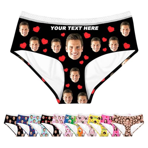LucBuy Personalisierter Unterwäsche mit Foto Text, Individuelle Bikini-Slip für Frauen, Lustige Unterhose mit Gesichtsbild von Ehefrau und Ehemann, Neuheits Geburtstagsgeschenke (A153) von LucBuy