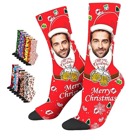 Personalisierte Socken mit Fotos,LucBuy individuelle Gesichtssocken mit Bildtext,Benutzerdefinierte lustige Socken für Männer Frauen Katze Hund,Neuartige Socken,Weihnachten Geburtstag Geschenke (A15) von LucBuy