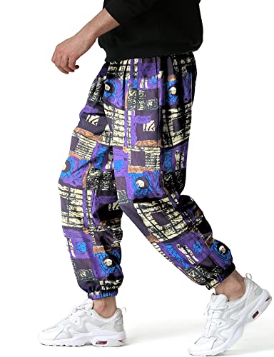 LucMatton Herren-Jogginghose mit weitem Bein, tolles Print-Design, Baumwolle, violett, 41-44.5 von LucMatton