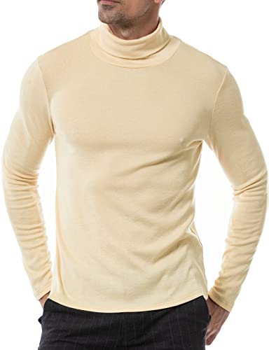 LucMatton Herren Langarm Rollkragenpullover Strickpullover Beige Mittel von LucMatton