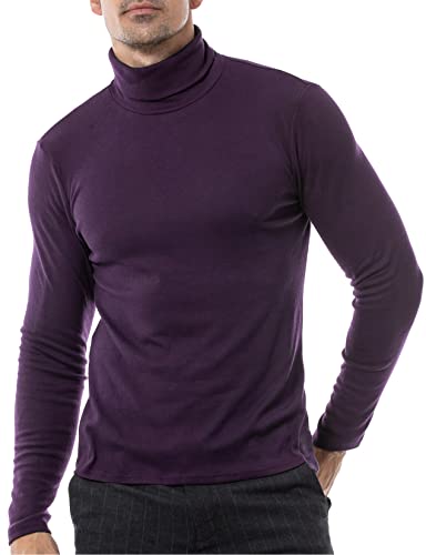 LucMatton Herren Langarm Rollkragenpullover Strickpullover Violett Groß von LucMatton