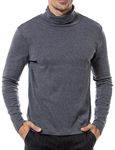 LucMatton Herren Langarm Rollkragenpullover mit Strickmuster Dunkelgrau Groß von LucMatton