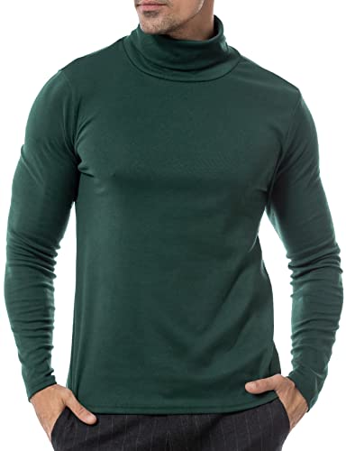 LucMatton Herren Langarm Rollkragenpullover mit Strickmuster Hunter Grün Groß von LucMatton