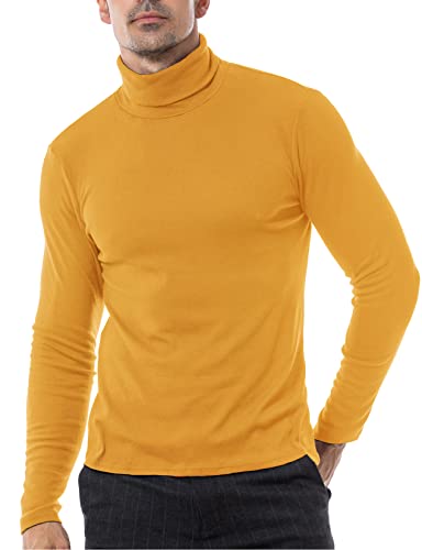 LucMatton Herren Langarm Rollkragenpullover mit Strickpullover Gelb Groß von LucMatton