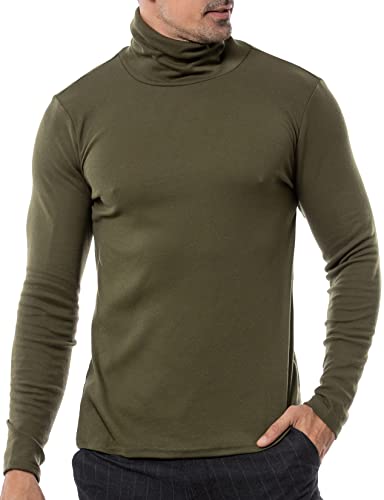 LucMatton Herren Langarm Slim Fit Rollkragenpullover gestrickt Pullover Armee Grün Groß von LucMatton