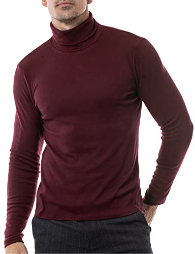 LucMatton Herren Pullover mit Langen Ärmeln und schmalem Rollkragen, gestrickt in Burgund, groß von LucMatton