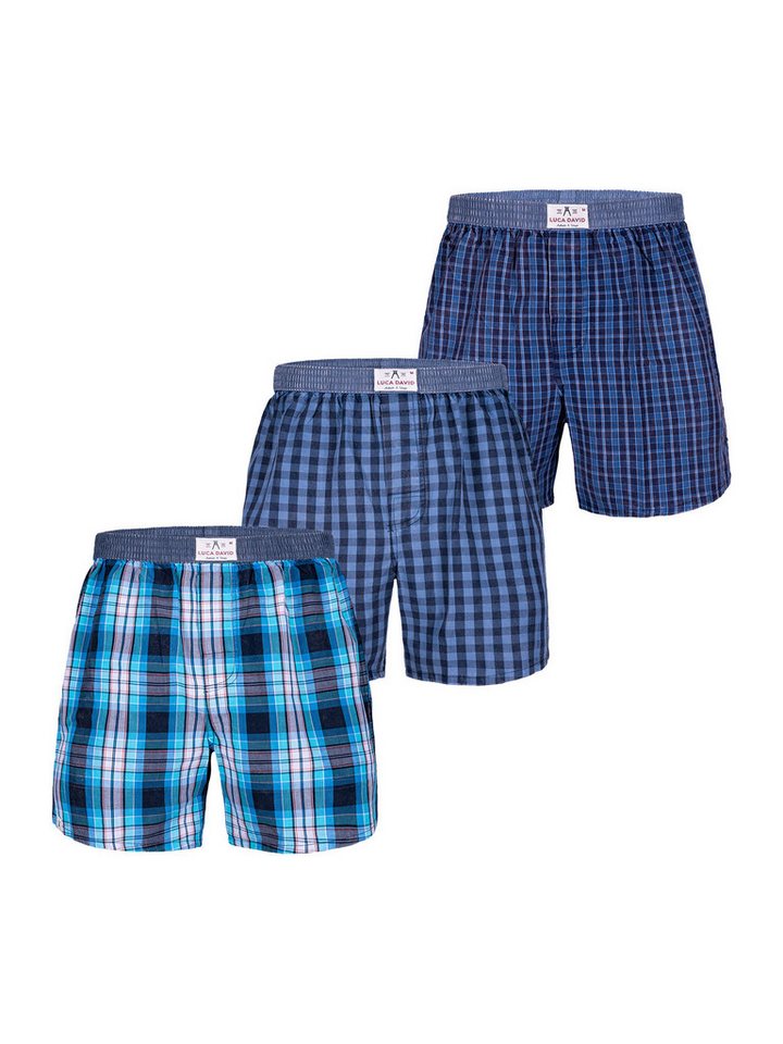 Luca David Boxer Olden Glory Boxershorts (3-St) American Webboxer Karo 3er 6er 9er Pack von Luca David