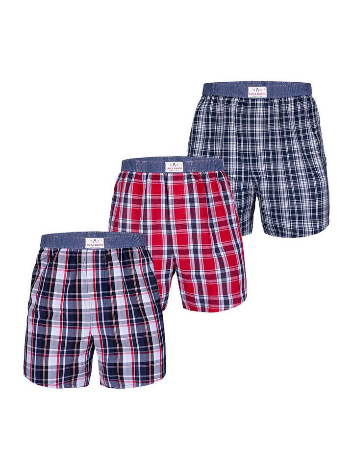Luca David Boxer Olden Glory Boxershorts (3-St) American Webboxer Karo 3er 6er 9er Pack von Luca David