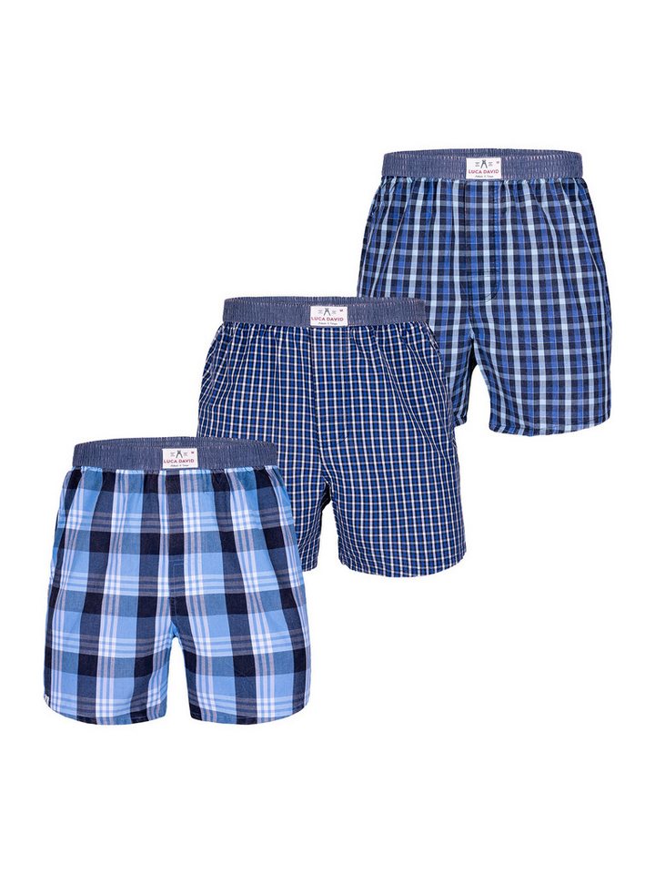 Luca David Boxer Olden Glory Boxershorts (3-St) American Webboxer Karo 3er 6er 9er Pack von Luca David