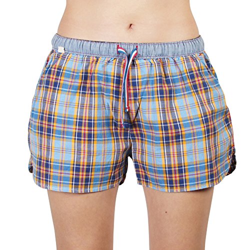 Luca David Olden Glory Damen Pyjama-Shorts mit Karo-Muster Blau/Gelb (2400-17107) Größe 40 von Luca David