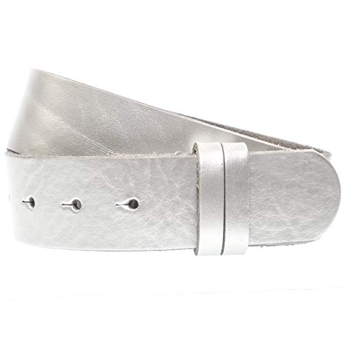 Luca Kayz Damen-Ledergürtel Wechselgürtel ohne Wechselschnalle CALVADOS 4cm Silber 90cm von Luca Kayz