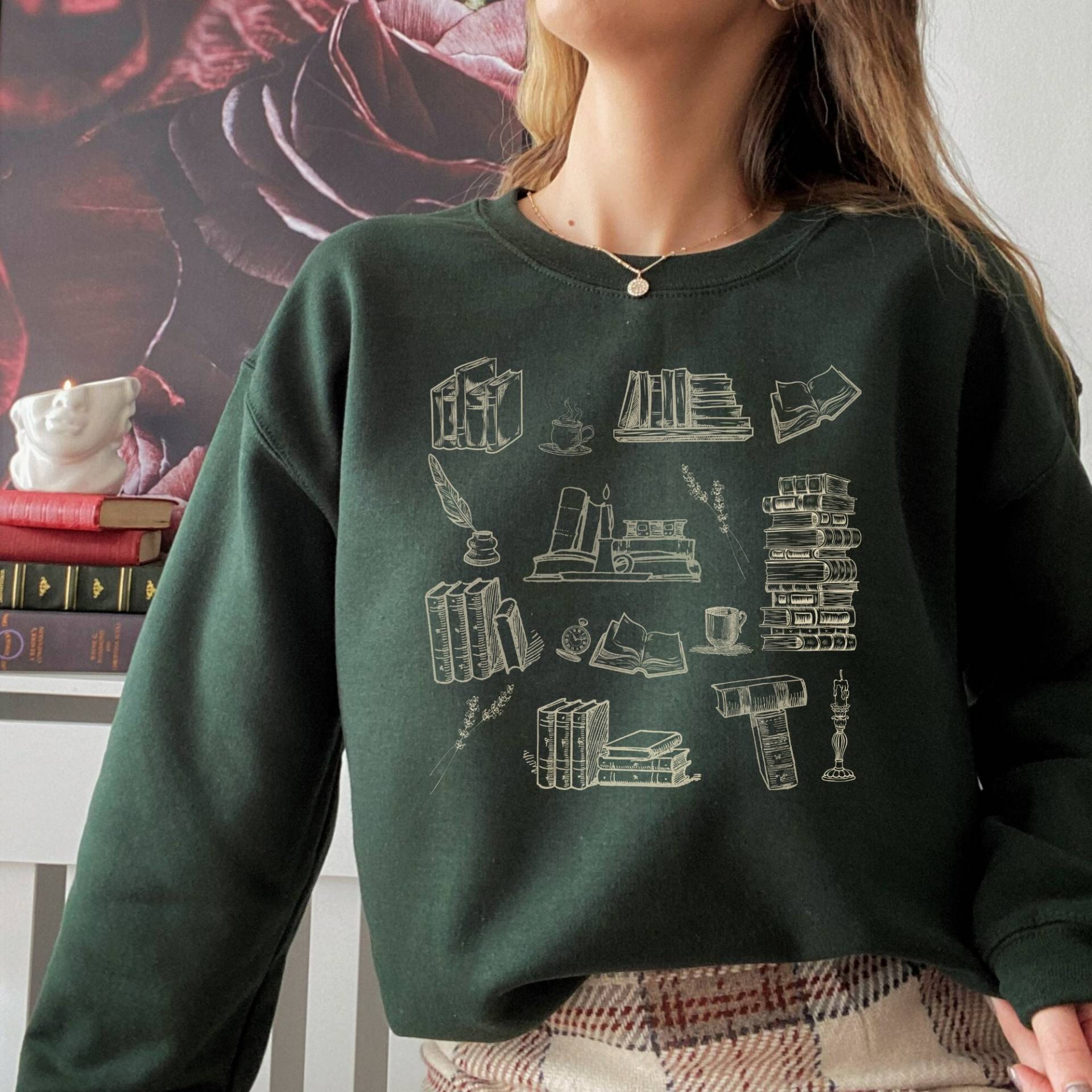 Dark Academia Kleidung Buch Sweatshirt Reading Bibliothekar Bookish Indie von LucaBooCo
