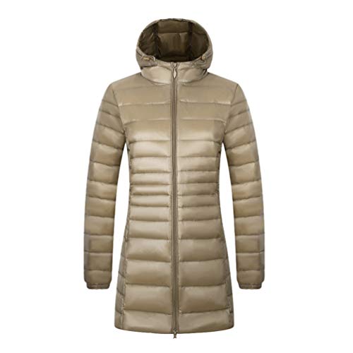 LucaSng Damen Winterjacke Steppjacke Übergangsjacke mit Kapuze Leichte Winddicht Daunenjacke Daunen Wintermantel Steppmantel Winter Frauen Federleichte Softdaunenjacke (Champagner mit Hut, 4XL) von LucaSng
