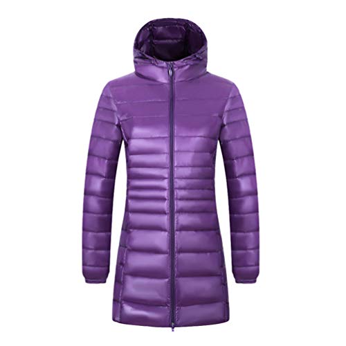 LucaSng Damen Winterjacke Steppjacke Übergangsjacke mit Kapuze Leichte Winddicht Daunenjacke Daunen Wintermantel Steppmantel Winter Frauen Federleichte Softdaunenjacke (Lila mit Hut, 2XL) von LucaSng