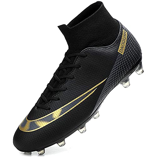 LucaSng Fußballschuhe Herren High Top Spike Cleats Athletics Fußballschuhe Kinder Jugendliche Trainingsschuhe Professionelle Outdoor Sport Fußball Stiefel Wettkampf (Schwarz, 37) von LucaSng