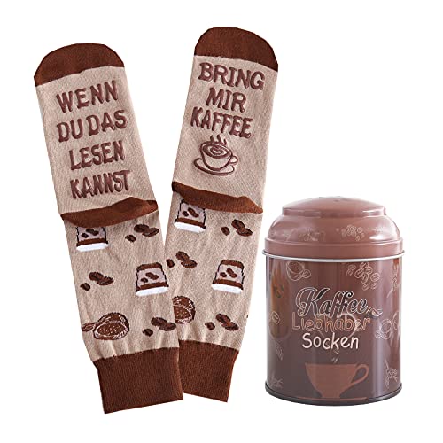 Geschenke für Frauen, Socken Geschenk mit anti-rutsch Kaffee Spruch,Wenn Du das lesen kannst bring mir Kaffee, 30. 40. 50. Geburtstagsgeschenk für Mama Schwester Freundin Lehrerin von Lucadeau
