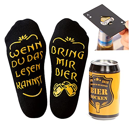 Lucadeau Geschenke für Herren zum Geburtstag Vatertag Ostern, Bier Socken mit Flaschenöffner, Geburtstagsgeschenk für Männer, Wenn Du das Lesen Kannst bring mir Bier (Socken+PikSchwarz) von Lucadeau