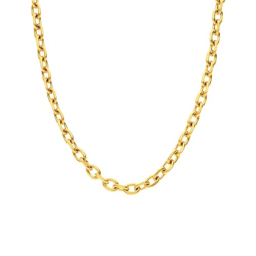 Frauen Halskette Chunky aus vergoldetem Stahl – Halsketten – Stahl – Gelbgold – 50 cm – nickelfrei, 50, Stahl, Ohne Stein von Lucardi