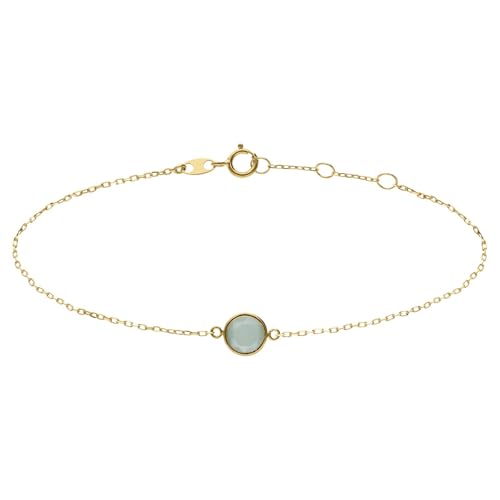 Lucardi - Damen Armband aus 585 Gelbgold mit Birthstone-Anhänger, August - Armband - 585 Gold - Gelbgold - 18.50 cm - Nickelfrei von Lucardi