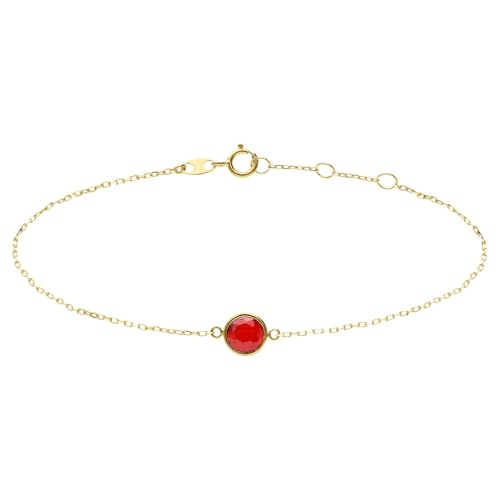 Lucardi - Damen Armband aus 585 Gelbgold mit Birthstone-Anhänger, Januar - Armband - 585 Gold - Gelbgold - 18.50 cm - Nickelfrei von Lucardi