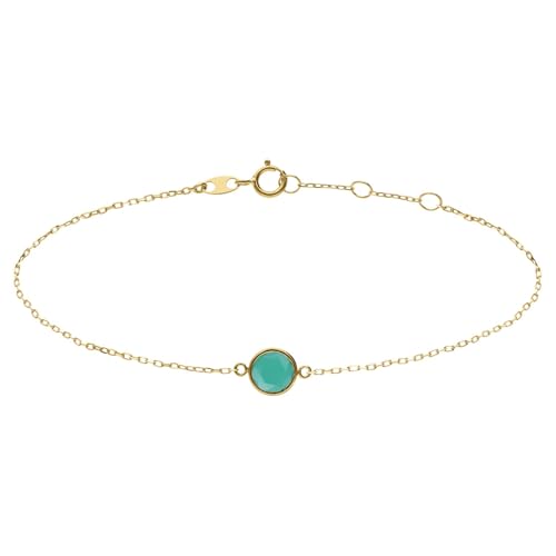 Lucardi - Damen Armband aus 585 Gelbgold mit Birthstone-Anhänger, Mai - Armband - 585 Gold - Gelbgold - 18.50 cm - Nickelfrei von Lucardi