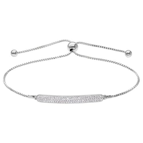 Lucardi - Damen Armband aus 925 Silber, Plättchen, Kristallsteine - Armband - 925 Silber - Silberfarbig - 22 cm - Nickelfrei von Lucardi