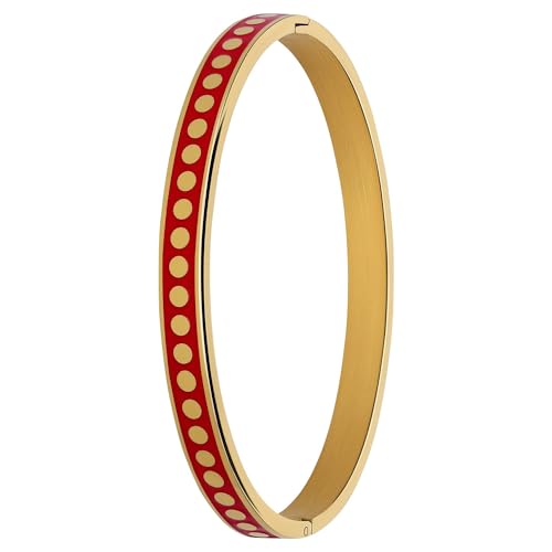 Lucardi - Damen-Armband aus vergoldetem Stahl mit rotem Rubin – Armbänder – Stahl – Gold – nickelfrei, 58, Stahl, Ohne Stein von Lucardi