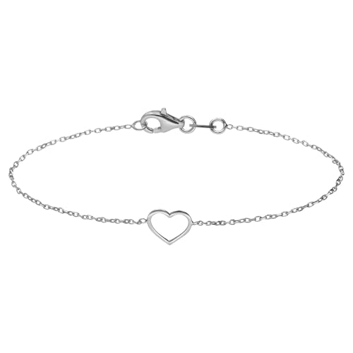 Lucardi - Damen Armband mit Armreif und Plattierung - Herzförmig - Schmuck - Geschenke für Frauen - Silber von Lucardi