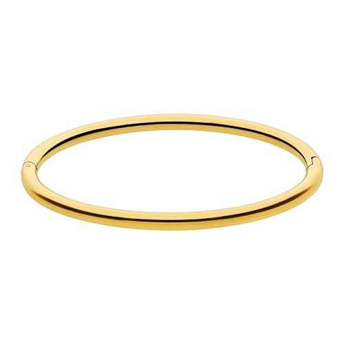 Lucardi - Damen-Armreif aus vergoldetem Stahl – Armbänder – Stahl – Gold – nickelfrei, 58, Stahl, Ohne Stein von Lucardi