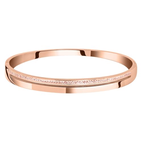 Lucardi - Damen - Armreif mit Plattierung - Armband - Stahl - Oval - Kristall - Roségold legiert - 62 mm - Nickelfrei von Lucardi