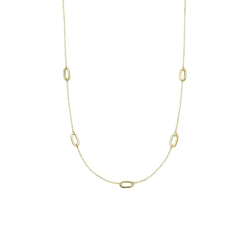 Lucardi - Damen Halskette aus 585er Gelbgold mit 5 Ovalen - Halskette - 585 Gold - Gelbgold - 45 cm - Nickelfrei von Lucardi