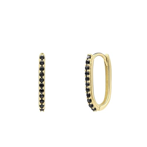 Lucardi - Damen Ohrringe aus 585er Gelbgold mit schwarzem Zirkoniabesatz - Ohrringe - 585 Gold - Gelbgold - Nickelfrei Lucardi - Damen Ohrringe aus 585er Gelbgold mit schwarzem Zirkoniabesatz - Ohrringe - 585 Gold - Gelbgold - Nickelfrei von Lucardi