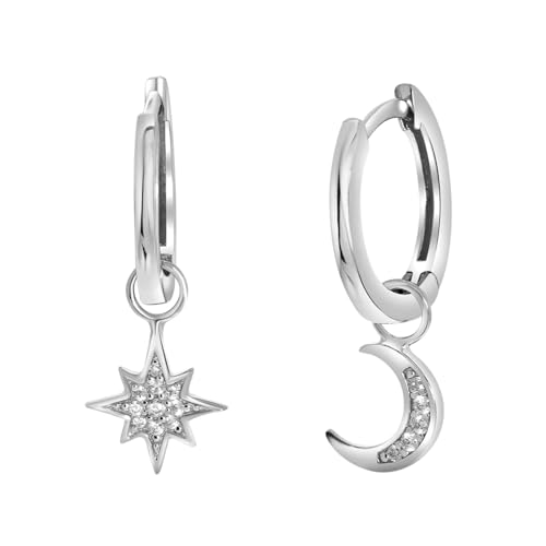 Lucardi - Damen Ohrringe mit Plattierung - Sternförmig - Schmuck - Geschenke für Frauen - Silber von Lucardi