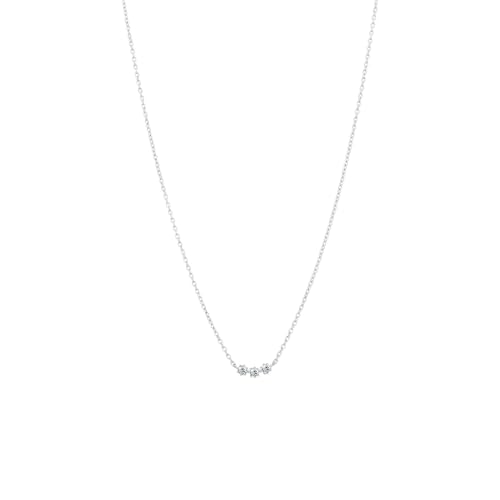 Lucardi - Damen Silberne Halskette mit drei Zirkoniasteinen - Halskette - 925 Silber - Silberfarbig - 45 cm - Nickelfrei von Lucardi