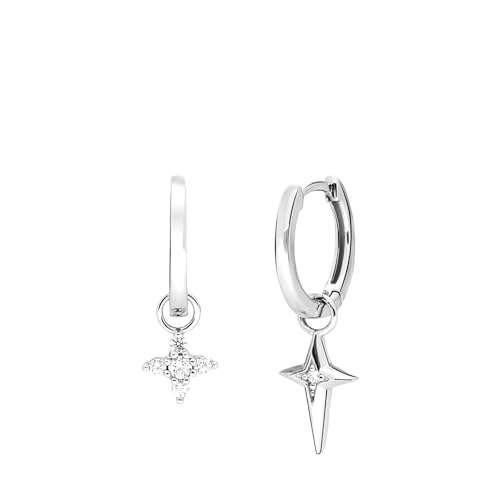 Lucardi - Damen Silberne Ohrringe Stern Zirkonia - Ohrringe - 925 Silber - Silberfarbig - Nickelfrei von Lucardi
